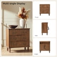 thumbnail image 4 of Tina's Home Transitional Set of 2 Solid Wood End Tables with Vertical Striped Design, Built-in Charging Station - 4 Cherry Drawers, 4 of 9