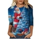 thumbnail image 1 of Camiseta suelta estampada a la moda para mujer, blusa de mangas 3/4, cuello redondo, camisetas informales Pompotops  FGAJ12863, 1 of 5