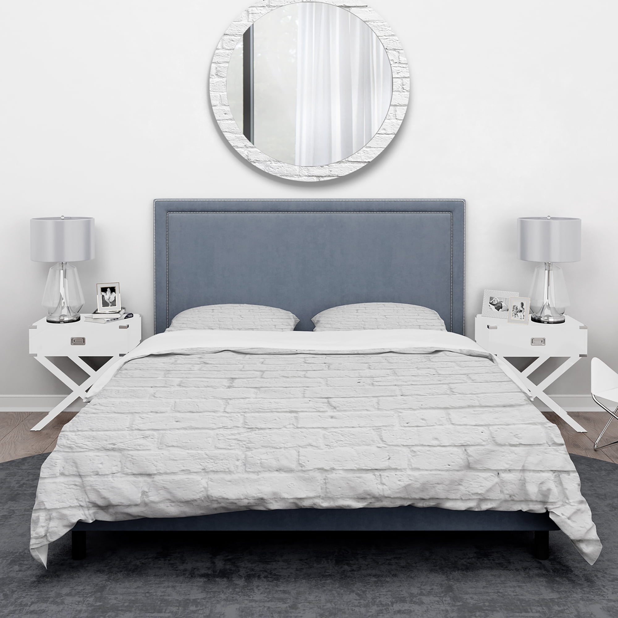 Designart 'White brick wall' Abstract Duvet Cover Set