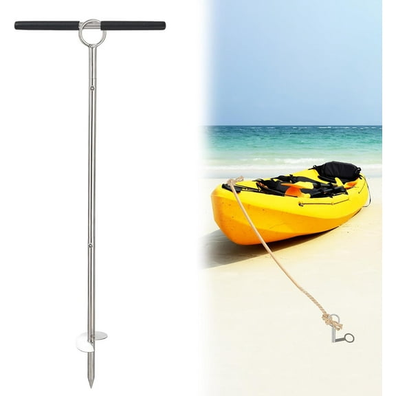 Sand Anchor for Boat, Stainless Steel Shallow Water Anchor, 35" Boat Sand Anchor with Spiral Blades, Scew in Boat Anchor Pole, Sandbar Anchor for Boat, Pontoon, Jet Ski, Kayak on Dive Beaches