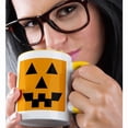 thumbnail image 2 of 3dRose, Orange Pumpkin Face- Halloween Art- Autumn, 11oz Two-Tone Yellow Mug, 2 of 7
