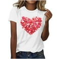 thumbnail image 2 of Fartey Women's Valentine's Day Shirt Plus Size Short Sleeve Holiday Tops Fashion Cute Love Heart Print Crewneck Tshirts Loose Casual Going Out Tees White 3XL, 2 of 4