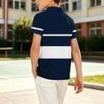 thumbnail image 6 of Maqroz Boys Striped Shirts Short Sleeve Tops Kids Casual Collared Tees Button Down Activewear School Daily Playwear Golf Tennis Outfits Athletic Vacation Gear Size 5-15 Years, 6 of 8