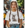 thumbnail image 5 of Women's T-Shirt Funny Animal Donkey Short Sleeve Casual Tee Classic Crew Neck T Shirt for Women White, 3XL, 5 of 7