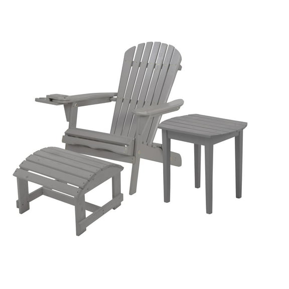 W Unlimited Gray Foldable Chair With Cup Holder And Ottoman SW2136DG-CHOTET