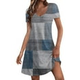 thumbnail image 2 of kytmyeq Women's Fashion Casual Printed With Pockets Bohemian Beach V-Neck Short Sleeve Dresses, 2 of 5