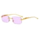 thumbnail image 1 of Gafas de sol cuadradas sin marco con decoración, gafas de sol de metal con cabeza retro para hombres y mujeres, 1 of 6