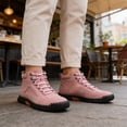 thumbnail image 2 of Domuza Hand Stitched Leather Men's Chukka Ankle Boots, Classic Lace-Up Mid Top Casual Shoes, Built-In Arch Support Wide Toe Design, Waterproof Non-Slip Durable Sneakers Pink 6.5 (EU-38), 2 of 5