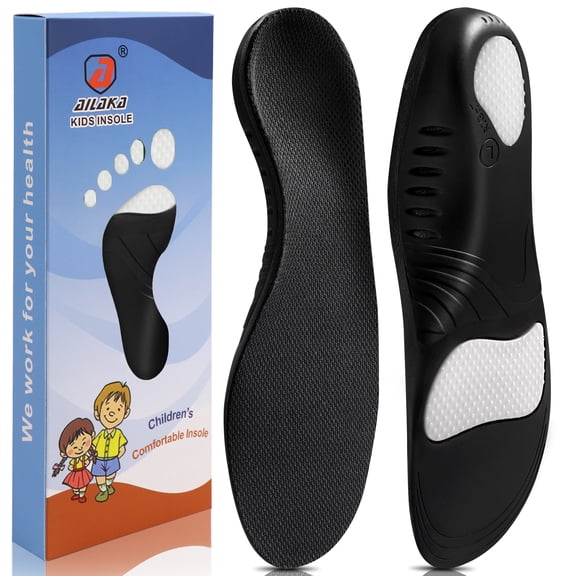Ailaka Kids Arch Support Insoles (1 Pair), Orthotic Inserts for Plantar Fasciitis, Strong Support for Children's High Arch, Flat Feet Pain Relief, Foot Pronation
