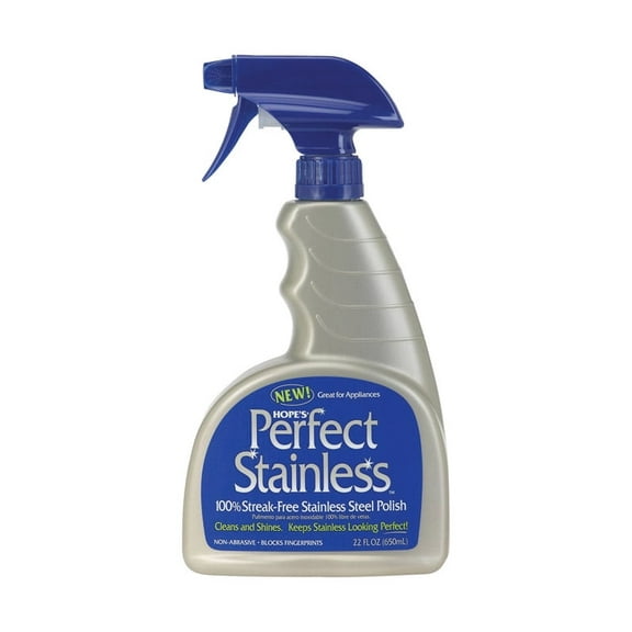 HOPE'S Perfect Stainless Steel Cleaner and Polish, 22 Fl Oz Streak-Free Self-Polishing Formula, Blocks Fingerprints on Appliances, Grill, Oven, Stove, and Dishwasher Cleaner, 1 Pack