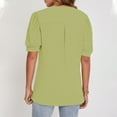 thumbnail image 4 of Womens Tops Plus Size Women's Solid V-neck Solid Bubble Sleeve Loose T-shirt Women's Top Short Sleeve V-neck Top/Shirt, 4 of 4