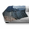 thumbnail image 3 of Modern Soft Flannel Fleece Throw Blanket, Mediterranean Italian Design Island Mountain View with Ocean Open Sunny Sky Photograph, Cozy Plush for Indoor and Outdoor Use, 60" x 80", Blue, by Ambesonne, 3 of 6