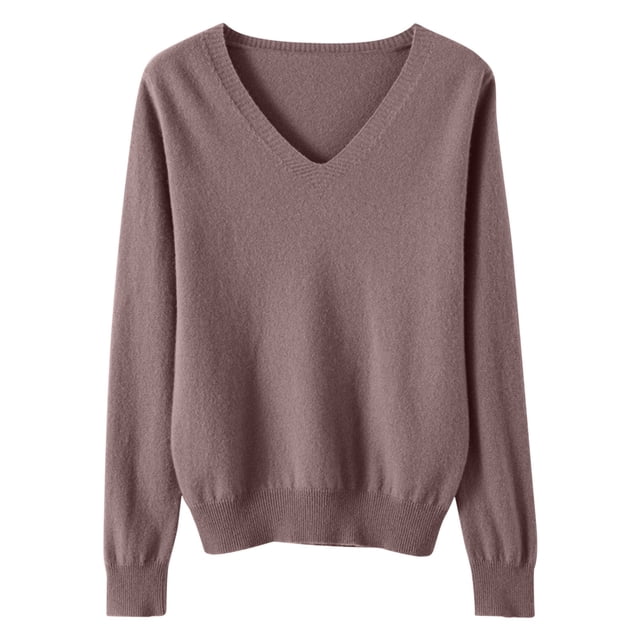 Timegard Chandails pour Femmes Col en V Tricot Chandail Automne Hiver Décontracté Ajusté Confortable Manches Longues Hauts