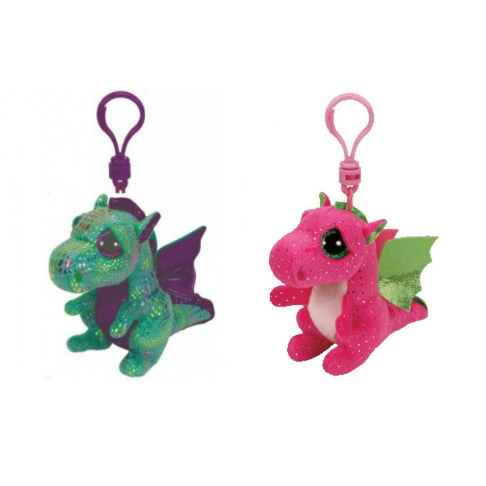 TY Beanie Boos Dragons- Darla and Cinder 3.5" Plushes Clips Gift Set