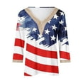 thumbnail image 5 of Xdegoge Clearance Today 4Th of July Shirts Women 3/4 Sleeve Tops Patriotic American Flag Shirt Star Graphic Striped Blouse Usa T Shirt Independence Day Womens Summer Tops Flash, 5 of 5