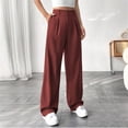 thumbnail image 2 of Womens Sweatpants High Waist Lightweight Pocket Summer Work Casual Wide Leg Sweatpants Women Wine M, 2 of 5