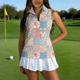 thumbnail image 2 of Women's Golf Shirts Printed Sleeveless Athletic Tank Tops Collared Zip Quick Dry Golf Top for Summer Sports Light Pink XL, 2 of 6