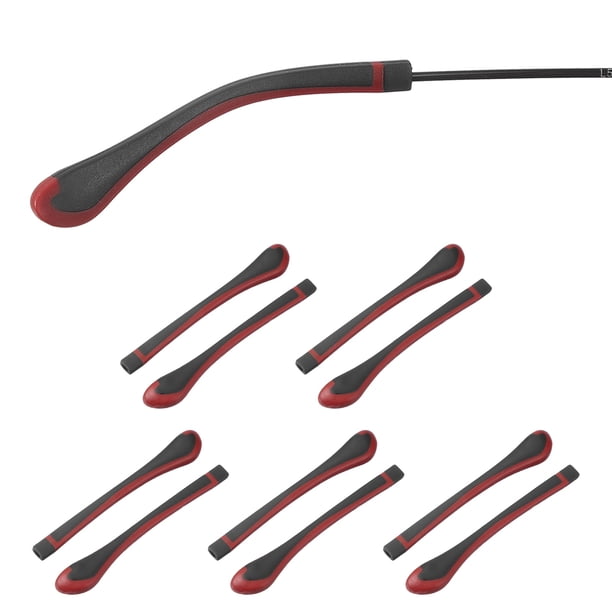 Uxcell 5 pares de patillas de repuesto para gafas, puntas antideslizantes de silicona para gafas, retentores que se ajustan a 2x1.5mm para gafas de metal delgado rectangulares y gafas de sol, rojas