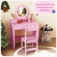 thumbnail image 4 of Patiojoy Kids Vanity Set Princess Pretend Play Vanity Table with Chair & Mirror & 4 Drawers Pink, 4 of 9