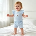thumbnail image 2 of enyan Girl Toddler Baby Summer Clothes 3 6 12 18 Months 2T 3T 4T 5T Girls Outfits Cute Dinosaur Tank Tops+Shorts Outfits Lightweight Elastic Cotton Short Sets(Blue,0-6 Months), 2 of 7