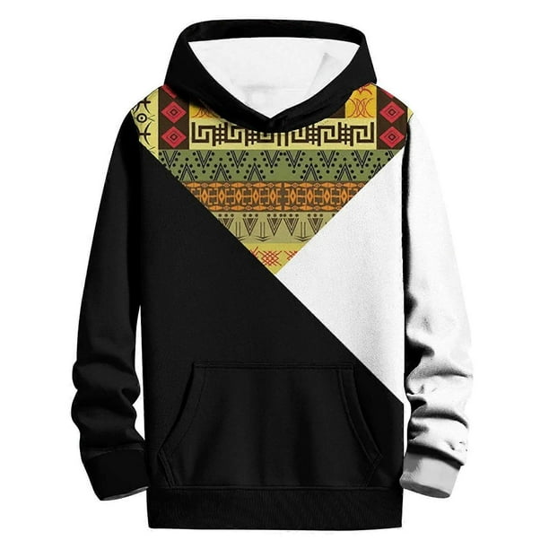 Men's Printed Hooded Pullover Winter Sweatshirt with Long Sleeves Casual Gradient Color Lightweight Streetwear Outdoor Hoodie Black S