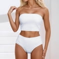 thumbnail image 2 of Daznico Women's Strapless Bikini Set Off The Shoulder Two Piece Swimsuit High Waisted High Slit Swimsuit,M, 2 of 5