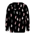thumbnail image 4 of Pntutb moda mujer manga larga cremallera frente abierto suelta prendas de vestir exteriores blusa estampada abrigo Tops bolsillos blusa con capucha liquidación Pntutb Pntutb-6450, 4 of 5