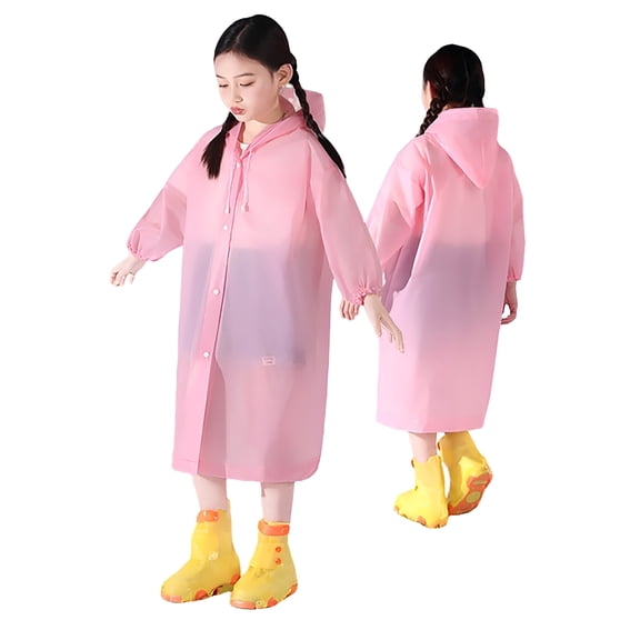 TELOLY 2026 New Boys Girls Rain Jacket 4-9 Years Waterproof Solid Color Lightweight Raincoat Hooded Poncho for Wet Weather,School,Playground,Outdoor (Light Pink,4-9 Years)