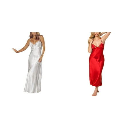 2-Pack Women Lingerie Lace Underwear Sleepskirt Satin Lace Long Gown Maternity Lingerie Lingerie with Underwire Long Lingerie Stockings for plus Size Women Lingerie Lingerie And for