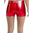 thumbnail image 2 of Haitryli Kids Girls Metallic Jazz Dance Tumbling Gymnastics Athletic Shorts Boys Shiny Elastic Waist Boxer Shorts Red 7-8, 2 of 3