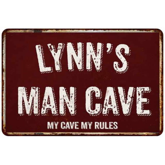 LYNN'S Man Cave Red Grunge Sign Metal 8x12 Decor 108120003087