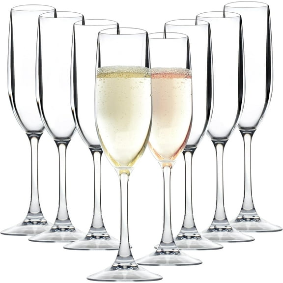 D'Eco Unbreakable 12 oz Champagne Flutes (Set of 8) - 100% Tritan Reusable Mimosa & Champagne Glasses - Perfect Cocktail Glasses for Hosting, Galentine's Day & Parties - Valentine's Day Gift Idea