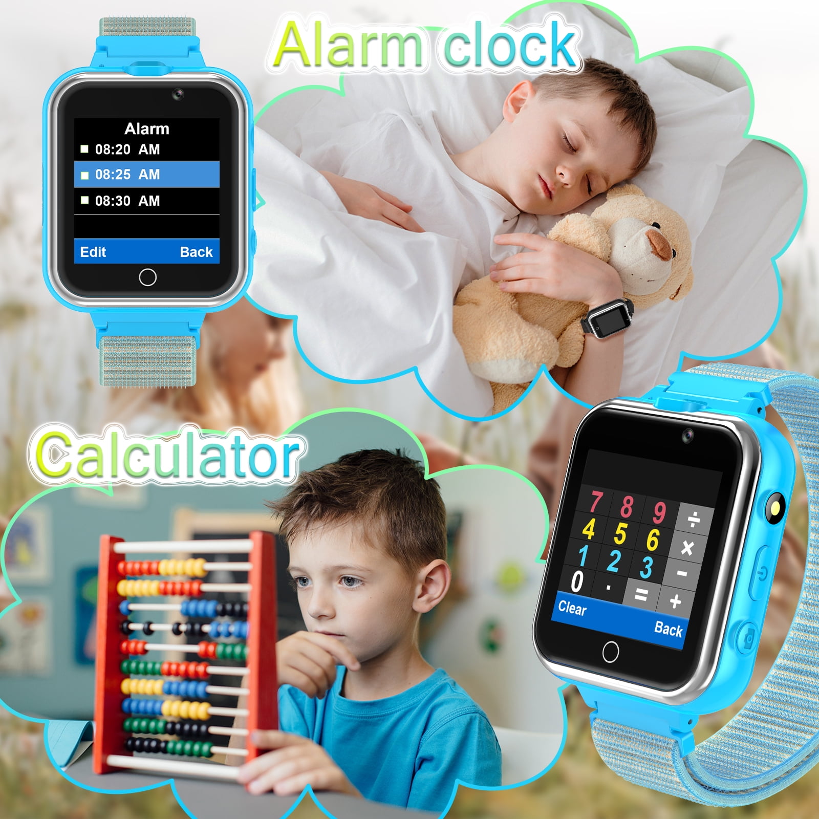PTHTECHUS X32-Blue Kids Smartwatch with Dual Camera, 24 Games, MP3 & More, Blue with Nylon Band