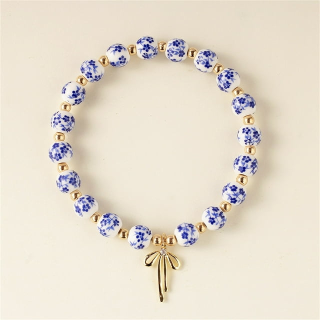 Product Category Bracelets Hand Chain Boho Style Handmade Elastic String Daily Wear Jewelry for Women Porcelain Beads Craft Fusion