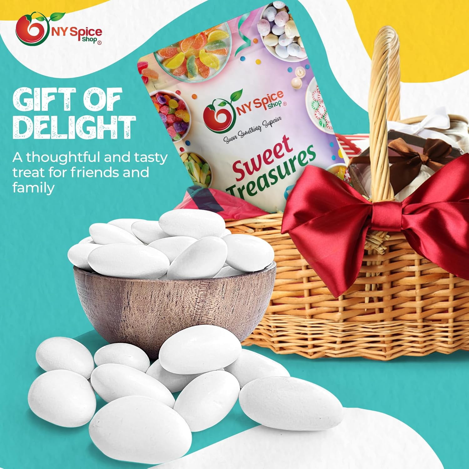 NY SPICE SHOP White Super Fine Jordan Almonds - 3 Pound