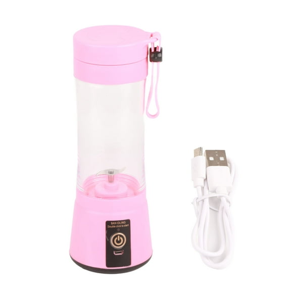 Portable Juicer Machine Rechargeable with Two Leaf Stainless Steel Blade, 2000mAh, Plastic, Home Juicing Cup Blender for Milkshakes and Juices