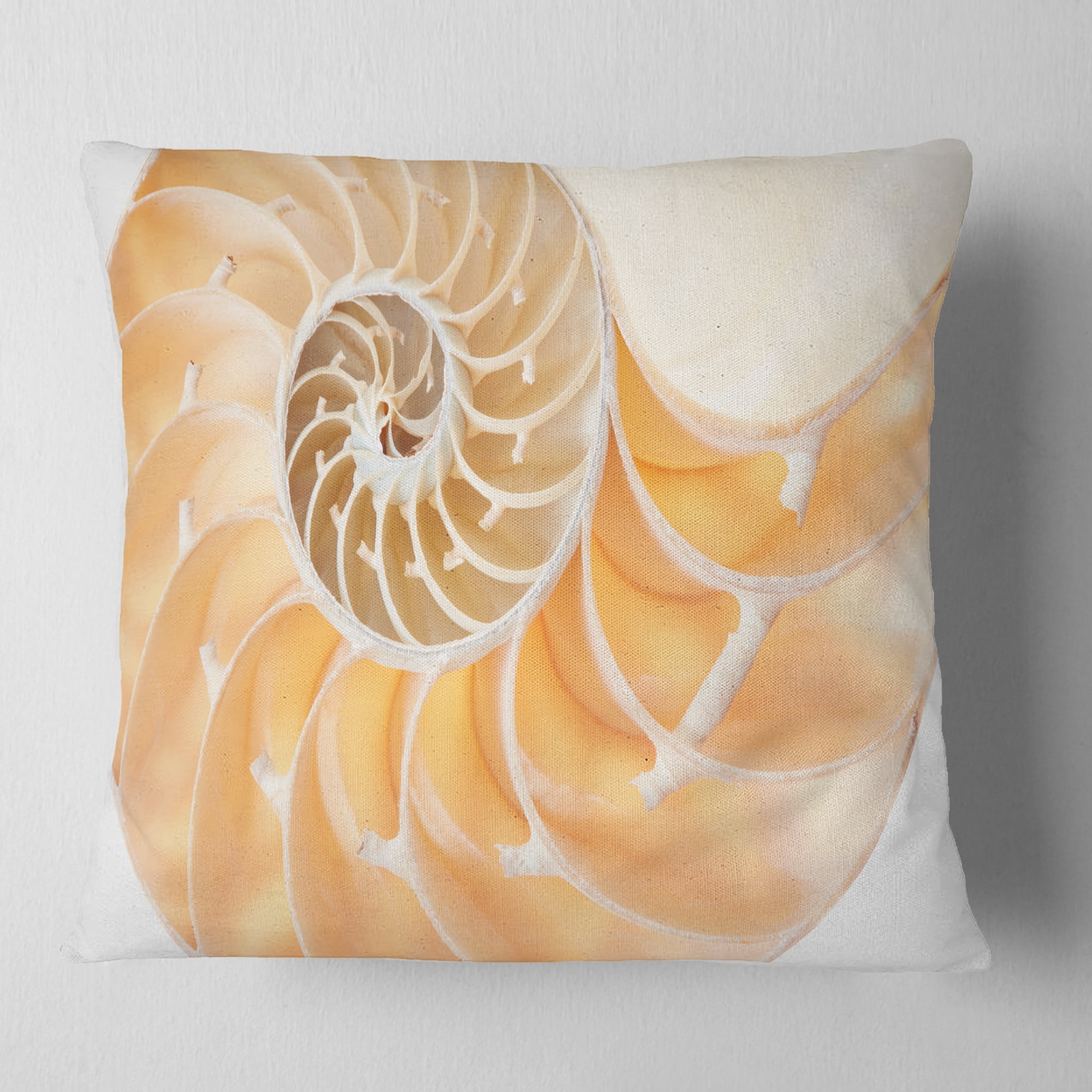 Designart Light Brown Nautilus Shell - Contemporary Throw Pillow - 16x16