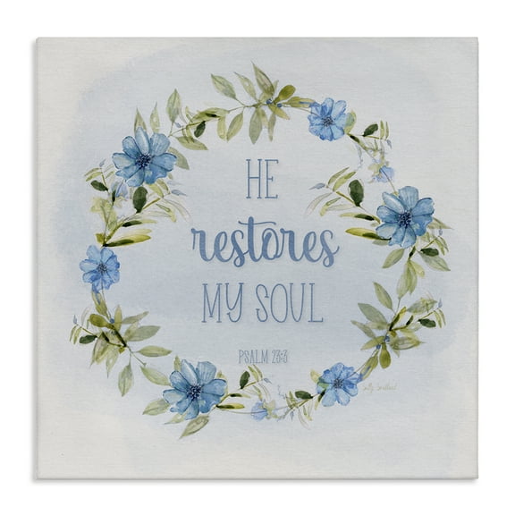 Stupell Industries Restores My Soul Proverb Religious & Spiritual Painting Wrapped Canvas Art Print Wall Art, 17 x 17