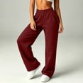 thumbnail image 6 of Hurxie Womens Sweatpants Fall Baggy Wide Leg Sweatpant Fleece Lined Straight Leg Sweat Pants Wine,XL, 6 of 7