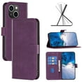 thumbnail image 1 of SaniMore Case for iPhone 14 Plus (6.7" 2022), PU Leather Wallet with Card Slots Cash Pocket Magnetic Closure Flip Kickstand Shockproof TPU Full Body Protective Business Shell, Purple, 1 of 8