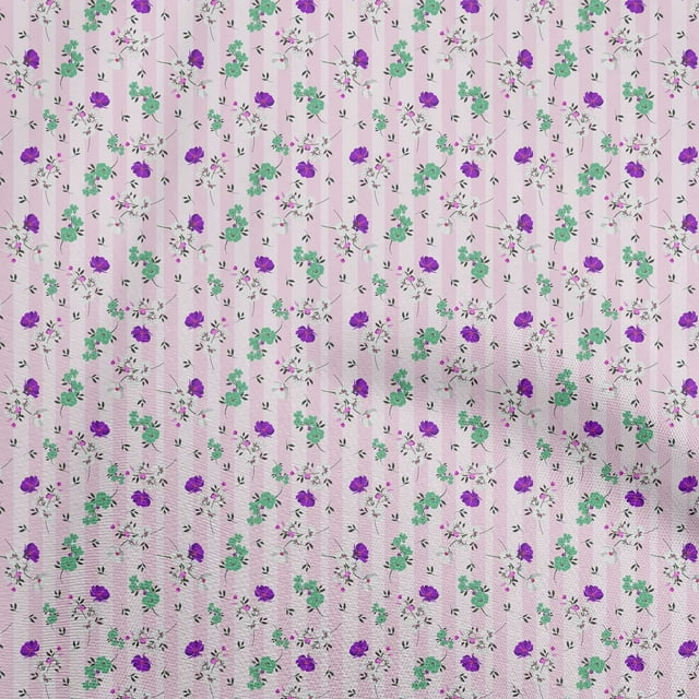oneOone Tissu Polyester Spandex Rose Blush Tissu Floral pour Robe Tissu Imprimé Tissu au Mètre 56 Pouces de Large