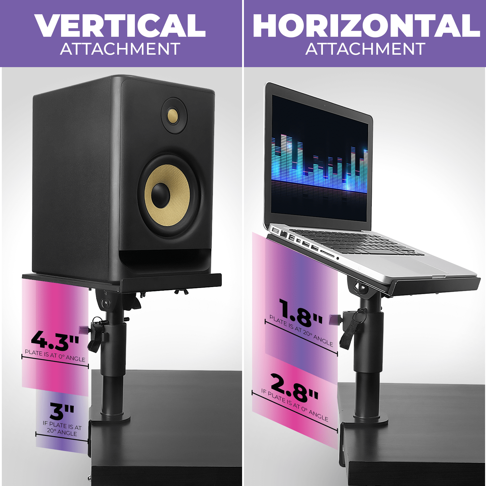 Liquid Stands Laptop Desk Mount - 9x12.5" Adjustable Laptop Mount For Desk Holds Up to 65 LBS - Versatile Steel Laptop Arm Mount For Desk, Piano & Workstations – Ergonomic & Adjustable Design