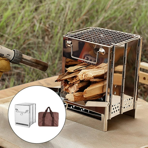 Estufa de Campamento Plegable Macarena Acero Inoxidable, Portátil para camping 270x210x200mm