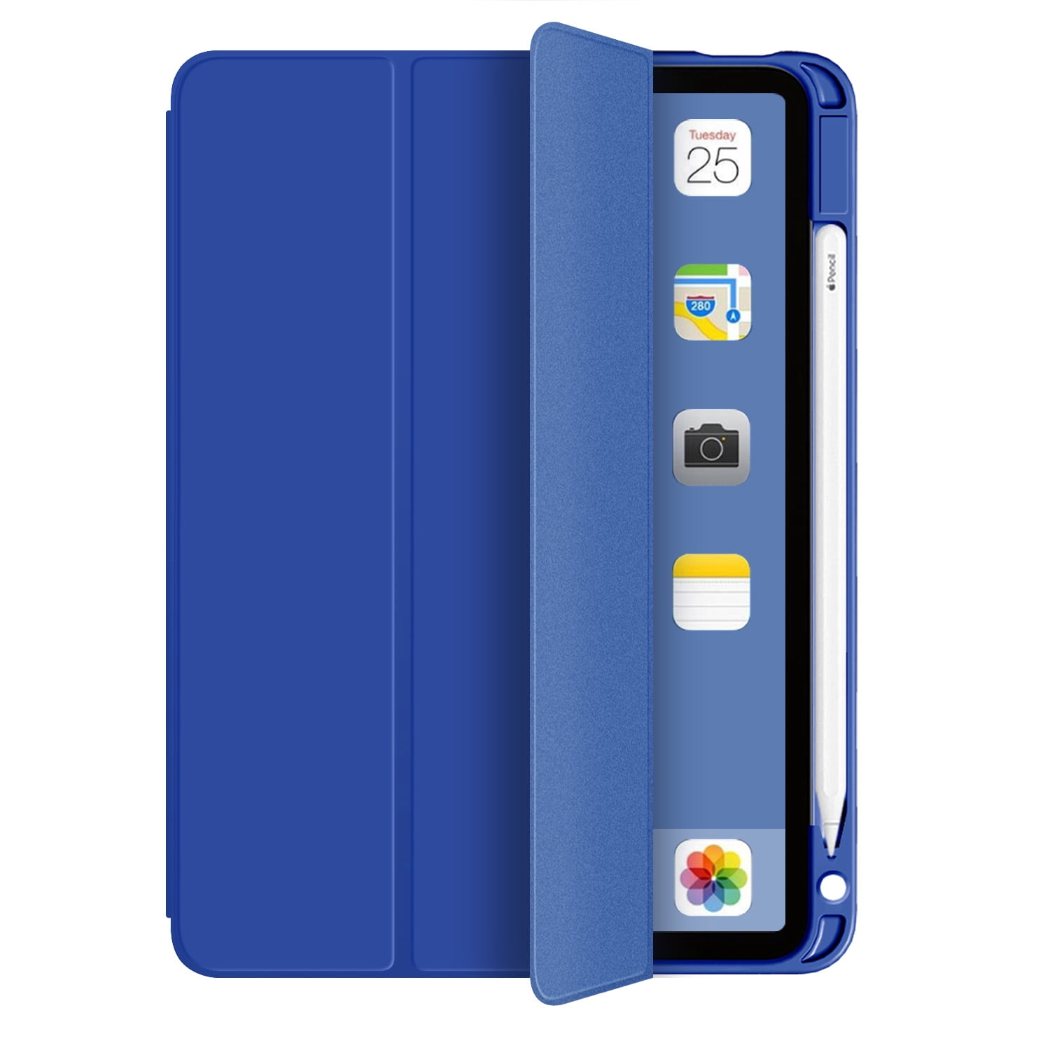 iPad Air 5th 4th Generation Case, iPad 10.9" Case 2022 2020, Allytech Ultra Slim Trifold Stand Protective Multi Angle Stand Pencil Holder Case Cover for Apple iPad Air 4 5, Darkblue