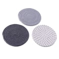 thumbnail image 3 of Tssuoun Anti-scalding Table Mat Round Pot  Heat-insulation Braided Cotton Plate Pad Washable Dining Placement Kitchen Parties Holiday 3PCS/Set Grey, 3 of 8