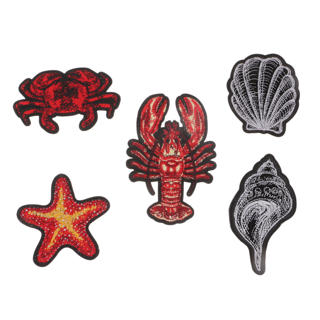 Lobster Patch Iron Sew On Sea Shell Fish Embroidered Badge Embroidery Applique 