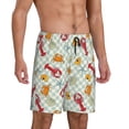 thumbnail image 2 of Kdxio Lobster Sea Shell Print Mens Sleep Shorts Bottoms Soft Comfy Pajama Wear Pants with Drawstring Pockets, 2 of 5