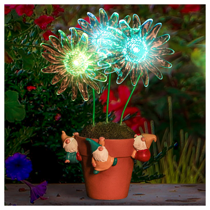 Solar Garden Figurine Lights with Gnomes, MultiColor Changing Solar