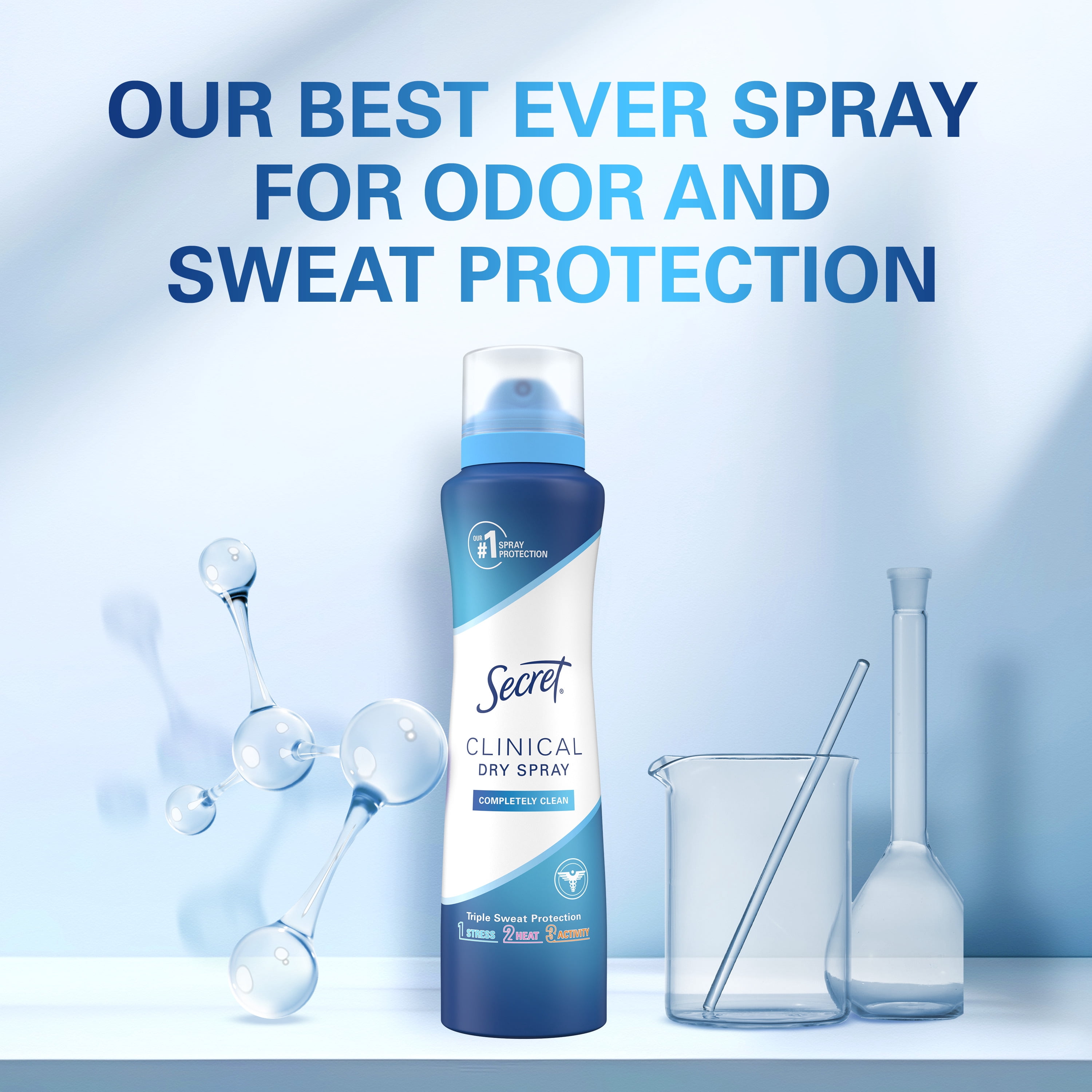 Secret Antiperspirant & Deodorant for Women, Clinical Strength Dry Spray, Stress Response Scent, 3.8oz