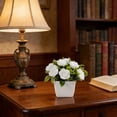 thumbnail image 6 of Artificial Flowers Plantss Bonsai,Mini Rose Foam Fake Plantss Potted,Small Flowers Ornament with Square Pot for Wedding Table Decoration,Home&Office Desktop Decoration,White, 6 of 8